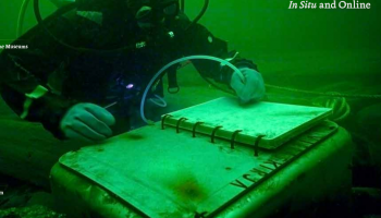 Diver in an underwater museum